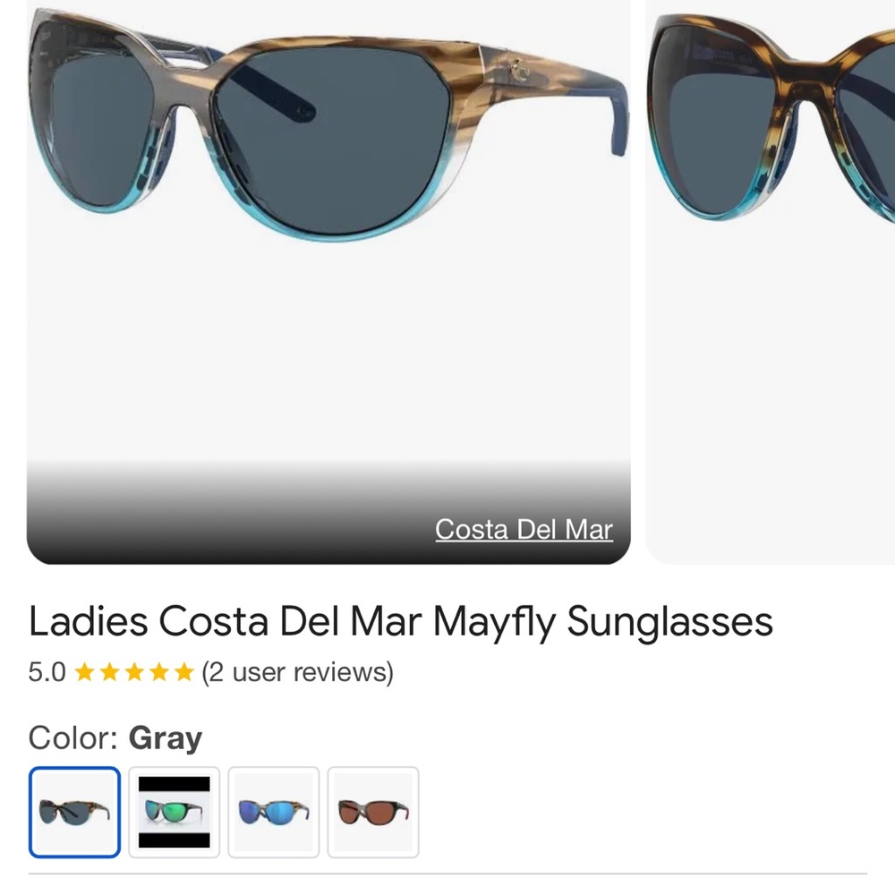 NWOT Costa Mayfly Sunglasses, Ladies, Gray Lenses